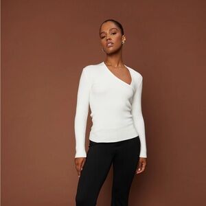 Oak + Fort Cut-Out Neck Long Sleeve S